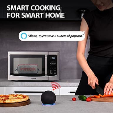 TOSHIBA ML-EM34P(SS) Smart Countertop Microwave, Sensor Reheat, Works With Alexa & Remote Control, Kitchen Essentials, Mute Function&ECO Mode, 1100W, 1.3 Cu Ft, With 12.4" Turntable, Stainless Steel - Image 2