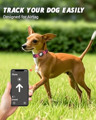 Joytale Airtag Dog Collar, Reflective Pet Collar with Waterproof AirTag Holder, Dual D-Rings, Soft Padded Adjustable for Extra Small and Puppy Dogs, Hotpink, XS - Image 2