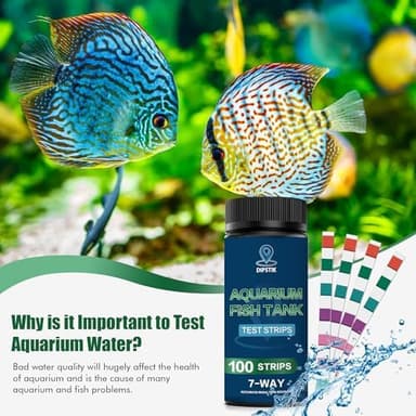 Aquarium Test Strips, 7-Way Freshwater Saltwater Fish Tank Pond Test Kit, 100 Strips, Nitrate, Nitrite, Chlorine, Hardness, Alkalinity, Carbonate, pH - Image 6