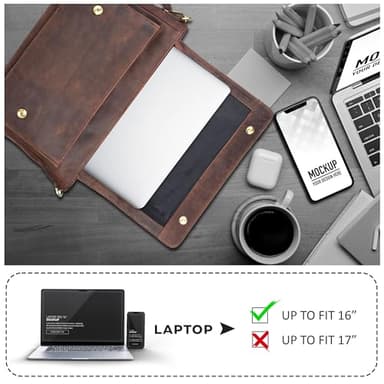 Oak Leathers Leather Messenger Bag for Men and Women - Laptop Briefcase Bag For College, Office, Adjustable Shoulder Strap (Wood) - Image 5