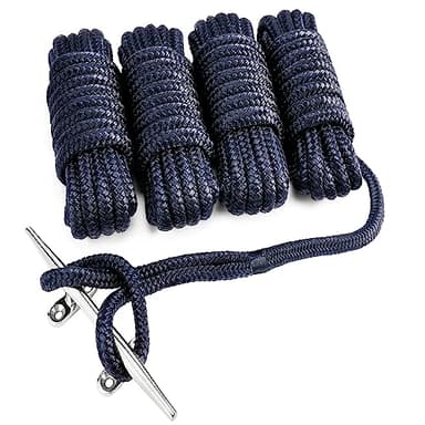 Young Marine 4 Pack 1/2” X 15’ Dock Lines Marine-Grade Double-Braided Nylon Dock Line with 12” Eyelet.Hi-Performance Boat Rope Mooring Rope Dock Line (4) - Image 1