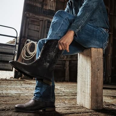 Lumeheel Cowboy Boots for Men - Western Square Toe Men's Black Boots with Classic Embroidered, Slip on Chunky Heel for Spring Fall 12.5M - Image 6