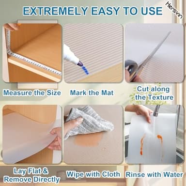 Hersvin Shelf Liners 20 in x 20 ft EVA Drawer Mats, Non-Adhesive Cupboard Protector, Kitchen Cabinet Lining Fridge Liner (Clear Stripe, 50.8x610cm) - Image 3