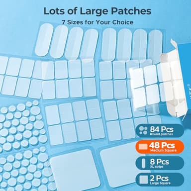 Large Pimple Patches for Face, 7 Sizes Big Acne Patches, XL Hydrocolloid Bandages for Body, Chin, Forehead, Nose, Back Blemish Zit Breakouts, Hydrocolloid Patch (Square, Strip, Dot 142 Count) - Image 8