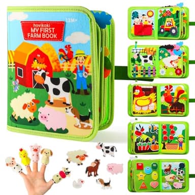 hovikoki Farm Busy Book for Toddlers 1-3 Busybook Montessori Activity Quiet Books for Baby 1 2 Year Old - Image 1