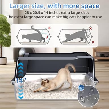 XXXL Extra Large Stainless Steel Litter Box, 28" L x 20" W x 14" H Super Large Stainless Steel Litter Box, Suitable for Large Cats and Multiple Cats, Non-Sticky, Anti-Leakage, Easy to Clean - Image 4