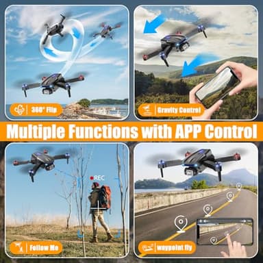 X-shop Drone with 1080P Camera for Kids Adults, Foldable RC Quadcopter with One Key Take Off/Land, Gesture Selfie, 3D Flip, 2 Batteries, Carrying Case, Toy Gift for Beginners - Image 6