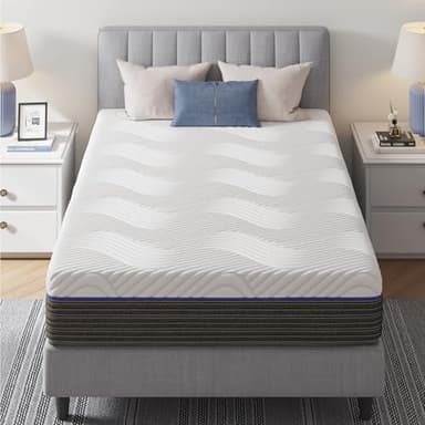 Rolanstar Twin Size Mattress 8 Inch, Gel Memory Foam Mattress for Pressure Relief, Fiberglass-Free Comfort Mattresses in a Box, Medium Firm Mattres for Kids, CertiPUR-US Certified, White - Image 8