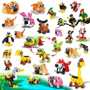 INSOON 30 Pack Party Favors for Kids, 750 PCS Animals Building Block Toy for Goodie Bag Stuffers, Classroom Student Prizes Easter Gift Children's Day Birthday for Kids Boys Girls Ages 6-12+ - Image 1