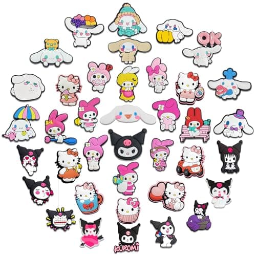 MATHARAGO 10 to 100 Pcs Shoe Charms for Girls Teens Decoration, Different Cute Shoes Accessories for Boys Kids Adults Women Men Party Favors Birthday Gifts(SLO-38pcs)