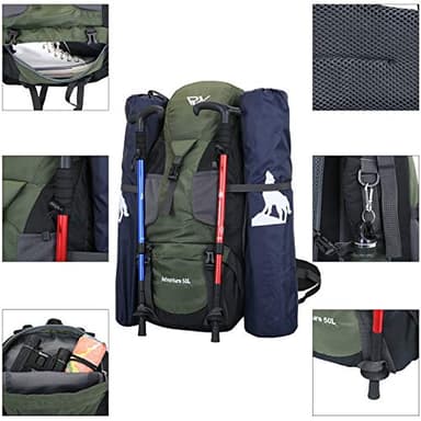 RuRu monkey 50L Hiking Backpack, Lightweight Camping Backpack for Travel Outdoor, Hiking Bag for Men & Women - Image 3