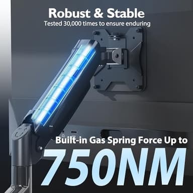 BONTEC Monitor Arm Desk Mount, Gas Spring Monitor Stand, Adjustable Full Motion VESA with C Clamp & Grommet Base, Supports 6.6-19.8lbs LCD/LED Tilt, Swivel, Rotation (Dual Arms, 13-32 Inch) - Image 3