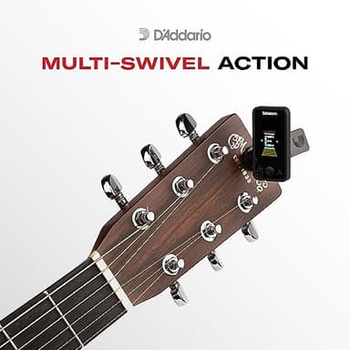 D'Addario Accessories Guitar Tuner - Eclipse Headstock Tuner - Clip On Tuner for Guitar - Great for Acoustic Guitars & Electric Guitars - Quick & Accurate Tuning - Black - Image 4