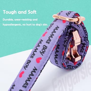 Faygarsle Purple Dog Collar for Small Medium Large Dogs Cute Puppy Collars for Male Dogs Letter Patterned Dog Collars for Summer Spring Wedding Puppy Necklace Boy Dog Collar M - Image 5