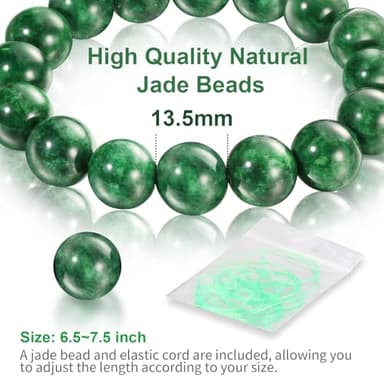 Lusomch Jade Bracelet Healing Bracelets for Women Bracelet Men Feng Shui Bracelet Jade Jewelry with Jade Beads 13.5mm - Image 2