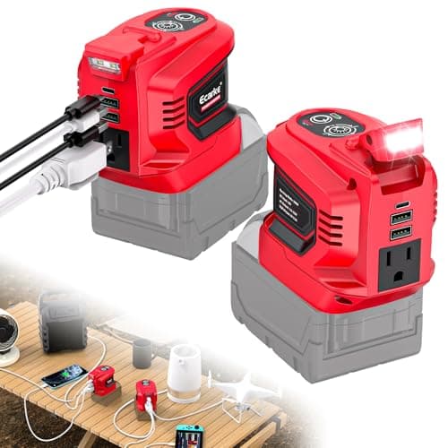 Power Inverter Compatible with Milwaukee 18V Battery,Ecarke 200W Portable Power Supply Phone Charger,DC 18V to AC 110V~120V Power Station with 2 USB&AC Battery Powered Outlet Inverter (2pc) - Image 1