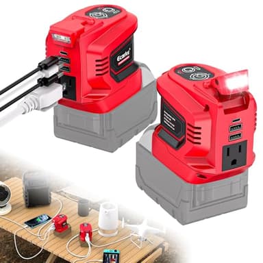 Power Inverter Compatible with Milwaukee 18V Battery,Ecarke 200W Portable Power Supply Phone Charger,DC 18V to AC 110V~120V Power Station with 2 USB&AC Battery Powered Outlet Inverter (2pc) - Image 1