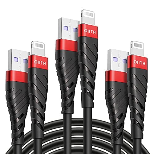 OIITH Apple MFi Certified iPhone Charger Cable 3 Pack 6 Ft, Long Lightning Charging Cord, Fast 2.4A iPhone USB Cord Compatible with iPhone12/11/XS/Max/XR/X/8/8P/7P/6 - Image 1
