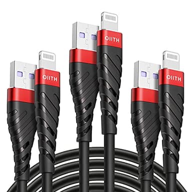 OIITH Apple MFi Certified iPhone Charger Cable 3 Pack 6 Ft, Long Lightning Charging Cord, Fast 2.4A iPhone USB Cord Compatible with iPhone12/11/XS/Max/XR/X/8/8P/7P/6 - Image 1