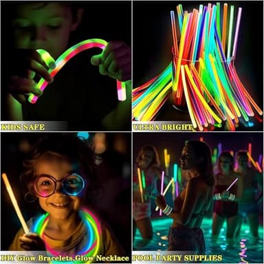 TURNMEON 500 Pack Ultra Bright Halloween Glow Sticks Bulk Party Pack Halloween Glow In The Dark Halloween Party Supplies Favors Glow Sticks Necklaces Bracelets with Connectors 8" Glow stick Light Up - Image 5