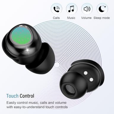 DUSONLAP Sleep Earbuds Bluetooth 5.4 in Ear Light-Weight Headphones, Mini Sleep Headphones Small Design for Side Sleepers, 47H Playtime with Charging Case, Clear Calls Earphones, Black - Image 3