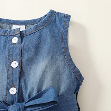 Baby Girl Dress 12 Month Infant Summer Sleeveless Denim Leopard Sundress 1 Year Old Outfits Cute Clothes 12-18 Months - Image 9