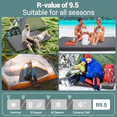 Elegear Self Inflating Sleeping Pad, Built-in Electric Pump 3.1" Ultra-Thick Memory Foam Camping Mattress Pad with Pillow Double Sleeping Pad for Camping R-Value 9.5 Foam Camp Pad for Car/Traveling - Image 5