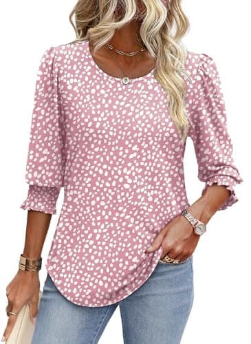 XIEERDUO Tops for Women Trendy 3/4 Sleeve Womens Shirts Dressy Casual Blouses for Women Business Casual Xxl - Image 2