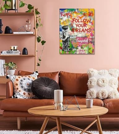 Novatique Graffiti Wall Art Banksy Canvas Wall Art Street Art Canvas Print Modern Pop Art Wall Decor Graffiti Poster Artwork for Living Room Bedroom, 12 x 16inch - Image 2