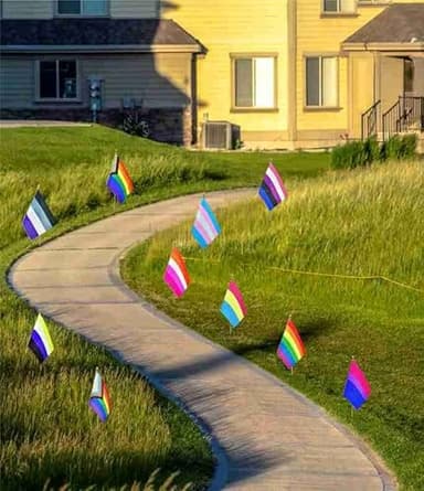 XCFH Pride Rainbow Small Stick Flag All Mini Hand Held LGBTQ Flags,20 Pack,5x8 Inch - Image 6