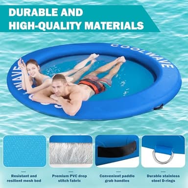 COOLWAVE Inflatable Water Hammock, Round Floating Ring for Pool and Lake, Portable Water Hammock for Parties and Relaxion, Available in 6FT 8FT 10FT - Image 4