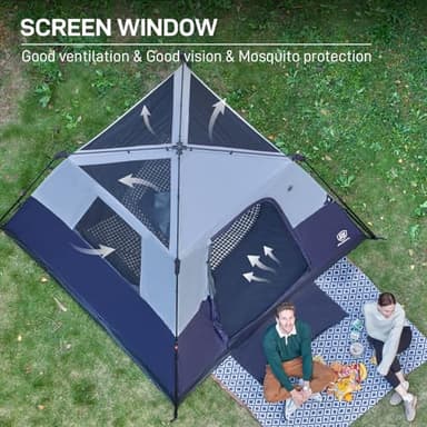 EVER ADVANCED 6 Person Camping Tent, Blackout Design Tent for Camping Instant Cabin Tents for Family with Rainfly, 60s Easy Setup, Water-Resistant - Image 4