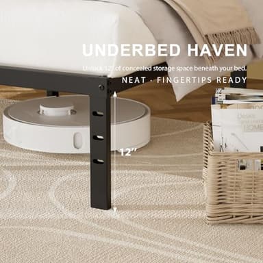 yoyomax 14 Inch Queen Size Metal Platform Bed Frame, Queen Bed Frame with Storage Space Under Bed, Heavy Duty Steel Slat Support, No Box Spring Needed, Easy Assembly, Black - Image 3