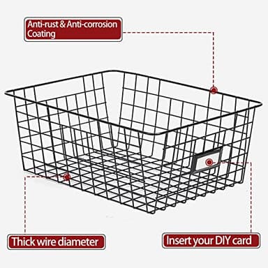 6 Pack Wire Baskets for Pantry Organization and Storage, Kitchen Organizer, 2 XXLarge & 2 XLarge & 2 Large - Image 3