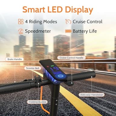 MAXSHOT Electric Scooter Adults, 350W/500W Powerful Motor, Top Speed 16/19/22MPH, 16/21/25Miles Range, 8.5"/14" Solid Tires Folding Commuter Escooter with Seat Bag for Commuting, APP Control - Image 4