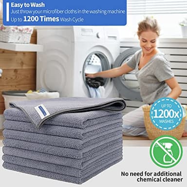 HOMERHYME Microfiber Cleaning Cloths, 8 Pack Cleaning Rags, Lint-Free 300GSM Microfiber Towels Bulk Absorbent Washcloths, All-Purpose Cleaning Towels for Household Kitchen Shop Garage 12.6" x 12.6" - Image 6