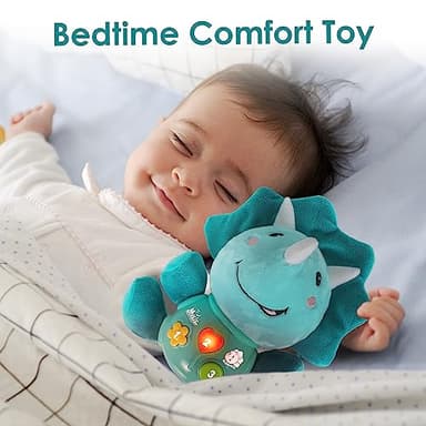 iPlay, iLearn Baby Dinosaur Musical Toys, Newborn Boys Gift, Soft Dino Plush Stuffed Animal, Infant Light Music Time, 1st Birthday Shower Gift Stuffers for 0 1 2 3 6 9 12 18 Month 1-3 Yrs Toddler Girl - Image 6