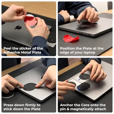 Rolling Square Edge Pro Core - Magnetic Mount Phone Holder Stand for Computers and Tablets | Secure Metal Plate Adhesive or Standalone Mode Compatible with MagSafe, Qi, and Non-MagSafe Devices, Black - Image 2