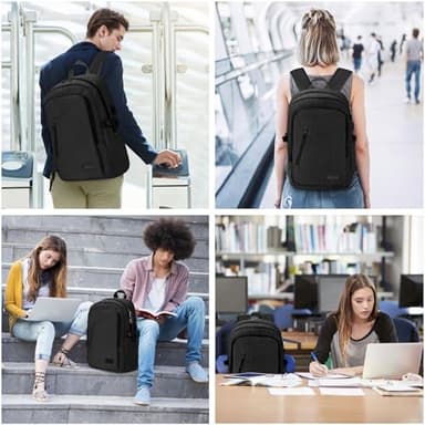Mancro Business Travel Laptop Backpack, Anti Theft Slim Laptop Bag with USB Charging Port for Men and Women, Water Resistant Computer Bag Fits 15.6 Inch Laptop and Notebook (Black) - Image 4