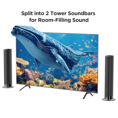 Assistrust Sound Bar for Smart TV, Soundbar with Bluetooth/ARC/Opt/AUX Connect, Auto Volume Boost, 3 Equalizer Modes, 2 in 1 Detachable Soundbar for TV/PC/Gaming/Projectors - Image 2
