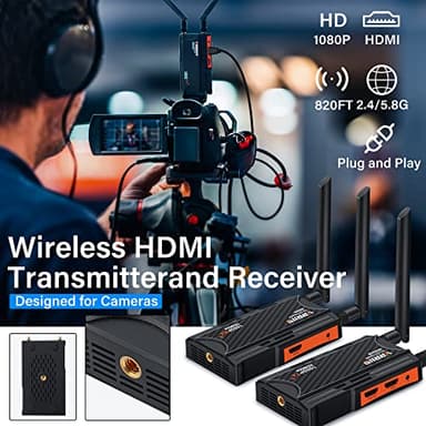Wireless HDMI Transmitter and Receiver,250m(820ft) Wireless HDMI Extender Kit with Loop Out,2.4/5.8GHz 1080P Full HD for Streaming from DSLR,Laptop,Netflix,YouTube,PS4 to TV/Projector IR Support. - Image 5