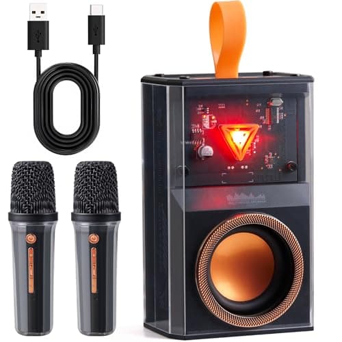 Karaoke Machine for Kids & Adults, Portable Bluetooth Mini Karaoke Speaker with 2 Wireless Microphone and Lights, Birthday Gifts for Girls & Boys, Toys for Girls, Family Home Party (Black) - Image 1
