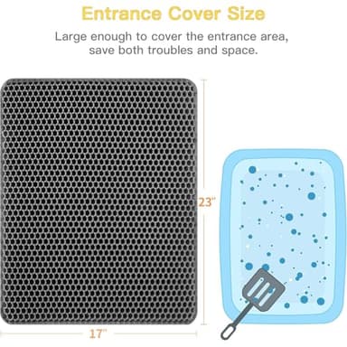 Cat Litter Mat-Litter Box Mat for Kitty, EVA Honeycomb Double Layer Design, Urine & Waterproof Scatter Control, Less Waste, Easier To Clean,Non Slip, Gray - Image 2