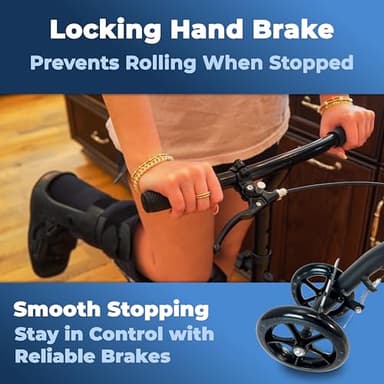 KneeRover Economy Knee Scooter Steerable Knee Walker for Adults for Foot Surgery, Broken Ankle, Foot Injuries - Foldable Knee Rover Scooter for Broken Foot Injured Leg Crutch (Black) - Image 8