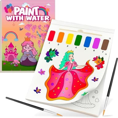 ZHOC Paint with Water Coloring Book for Kids, Mess Free Water Color Painting Activity Kit for Kids, Art Crafts Kits for Boys & Girls Ages 3 4 5 6 7 8, Princess - Image 1
