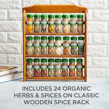 McCormick Gourmet Three Tier Wood 24 Piece Organic Spice Rack Organizer with Spices Included, 27.6 oz - Image 2