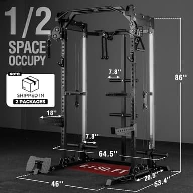 Mikolo Power Cage, 2000LB Power Rack with Independent Dual Pulley System, Multi-Function Home Gym Workout Machine for Cable Crossover (Black) - Image 4