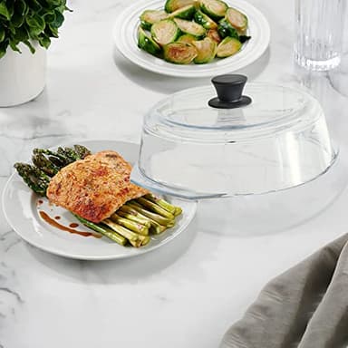 Tall Glass Microwave Splatter Cover for Food - Cookware & Bakeware Serving Dish Cover, Plate Splatter Guard Lid with Easy Grip Silicone Handle Knob - 100% Food Grade BPA Free & Dishwasher Safe - 10in. - Image 9