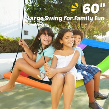 Trekassy Swing Sets for Backyard, 440lbs Heavy Duty A-Frame Metal Stand with 60" Large Platform Swing for Outdoor Playground Park - Image 5