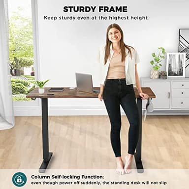 SMUG Standing Desk, 40 x 24 in Electric Height Adjustable Computer Desk Home Office Desks Sit Stand up Desk Computer Table with Memory Controller/Headphone Hook, Rustic Brown - Image 10